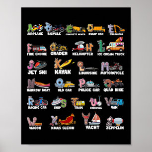 Abcs alfabet lärande transport djur Ck Till Poster