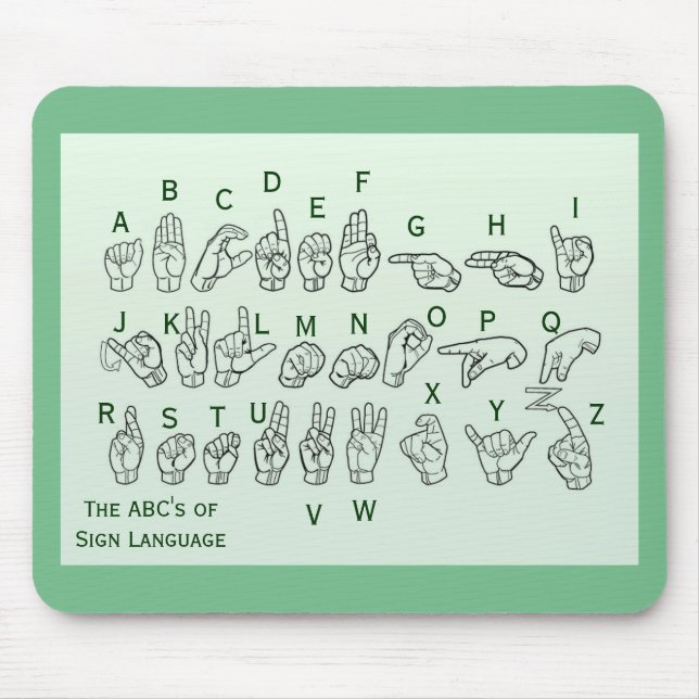ABCs av undertecknar språket Mousepad vid Janz Musmatta (Framsidan)