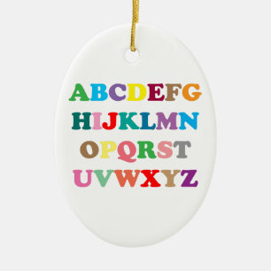 Abcs färgrika brev julgransprydnad keramik