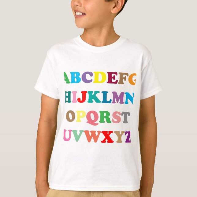 Abcs färgrika brev t-shirt (Framsida)