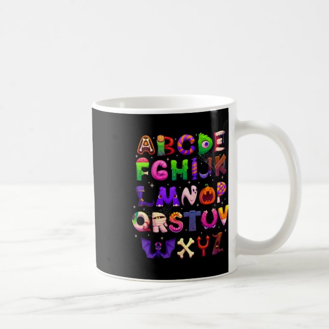 Abcs Learning Kindergarten Lacher Funny Halloween Kaffemugg (Höger)