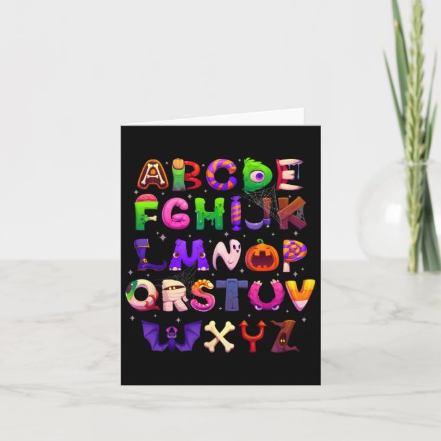 Abcs Learning Kindergarten Lacher Funny Halloween Kort (Framsida)