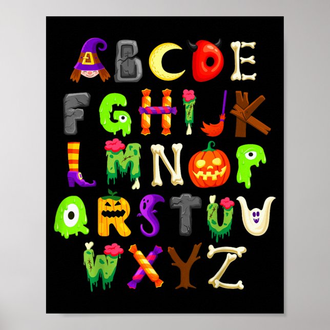 Abcs Learning Kindergarten Teacher Funny Halloween Poster (Framsidan)