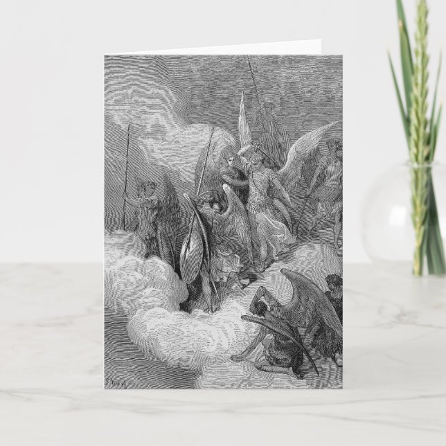 Abdiel anfaller Satan Kort (Framsida)