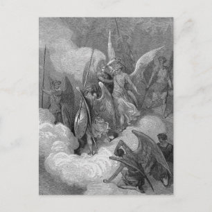 Abdiel Attacks Satan Vykort