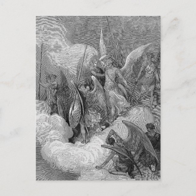 Abdiel Attacks Satan Vykort (Framsida)