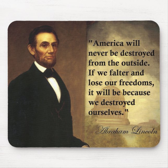 Abe det Lincoln som citationstecknet "Amerika ska, Musmatta (Framsidan)