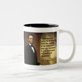 Abe det Lincoln som citationstecknet "Amerika ska, Två-Tonad Mugg
