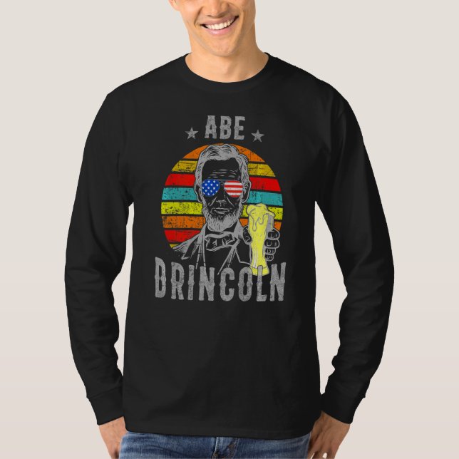 Abe Drincoln 4:e juli Abraham Lincoln Manar T Shirt (Framsida)