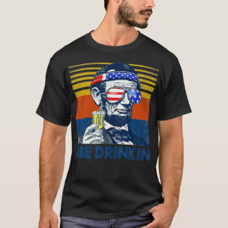 Abe Drinkin 4:e juli Manar Women USA flagga Patrio T Shirt