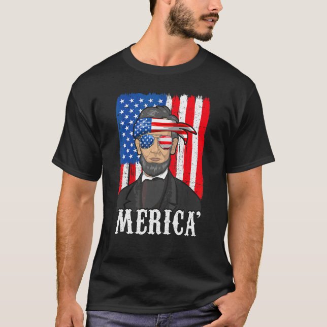 Abe Lincoln 4:e juli Manar 4:e juli T Shirt (Framsida)