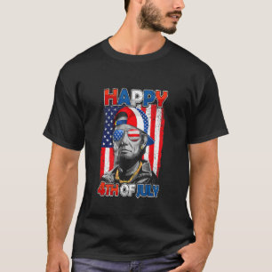 Abe Lincoln Beard Sunglasses American Flagga 4:e T Shirt