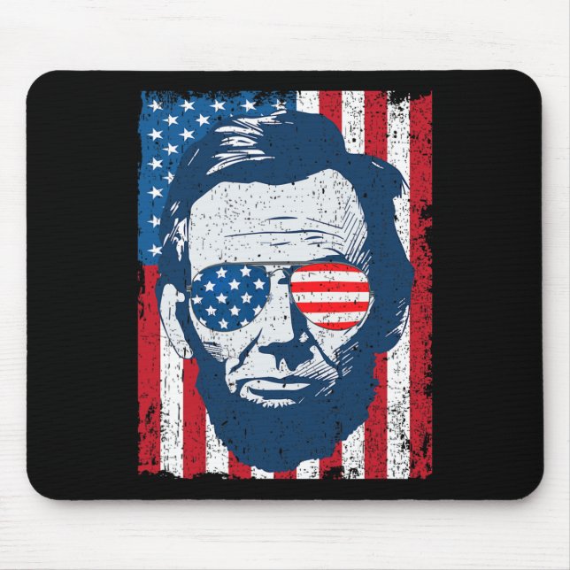 Abe Lincoln Beard Sungles och American Flagga 4:e  Musmatta (Framsidan)