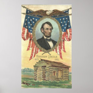 Abe Lincoln Cabin Vintage affisch