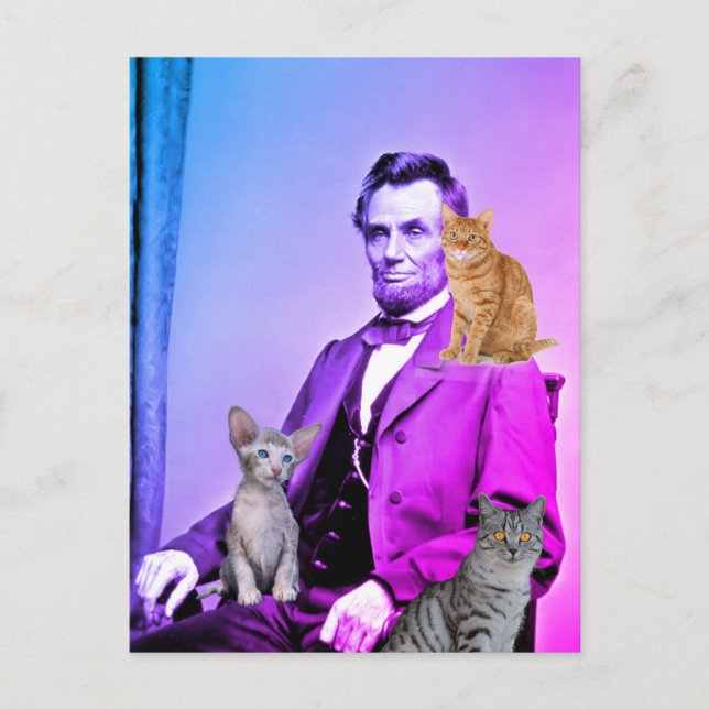 ABE LINCOLN CAT LOVER POSTCARDS VYKORT (Framsida)