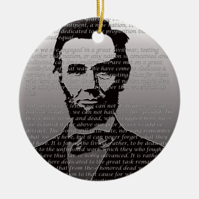 Abe Lincoln Gettysburg adress Julgransprydnad Keramik (Framsidan)