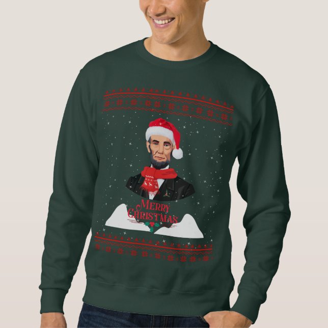 ABE LINCOLN GOD JUL LÅNG ÄRMAD TRÖJA (Framsida)