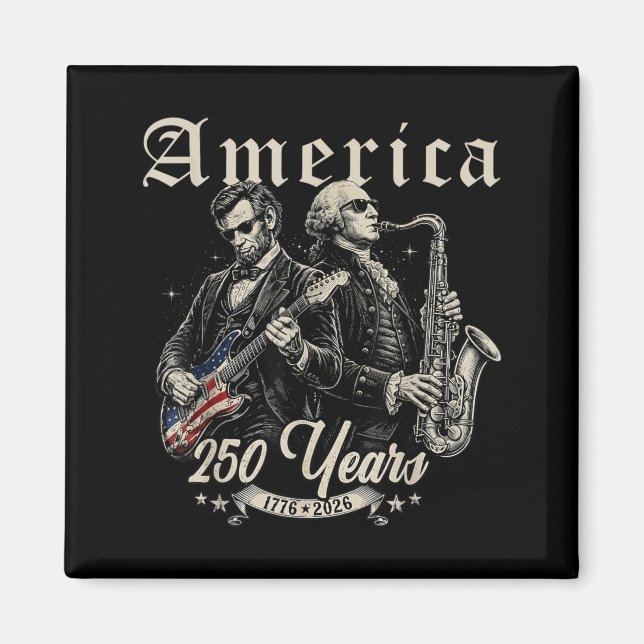Abe Lincoln Grundlagsfader Spelar Gitarr Magnet (Framsidan)