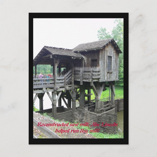 Abe Lincoln jobbade här Vykort (Framsida)