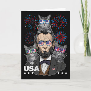 Abe Lincoln kattälskare rolig 4:e juli självständi Kort