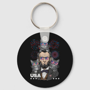 Abe Lincoln kattälskare rolig 4 juli självständig Nyckelring