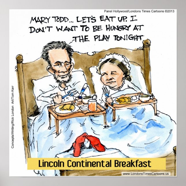 Abe Lincoln & Mary Todd I Säng Rolig Affisch (Framsidan)