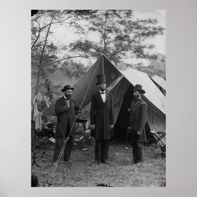 Abe Lincoln och A. Pinkerton battlefield Antietam Poster (Framsidan)