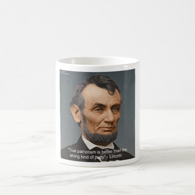 Abe Lincoln & Patriotiskt Citat Kaffemugg (Center)