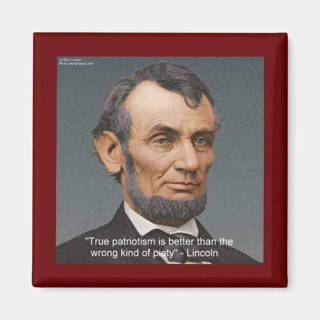 Abe Lincoln & Patriotiskt Citat Magnet (Framsidan)