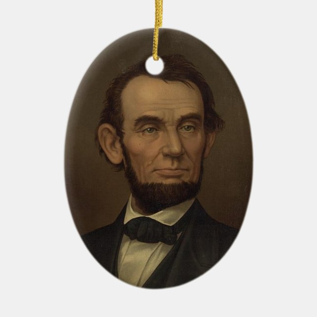 Abe Lincoln porträttprydnad Julgransprydnad Keramik (Framsidan)