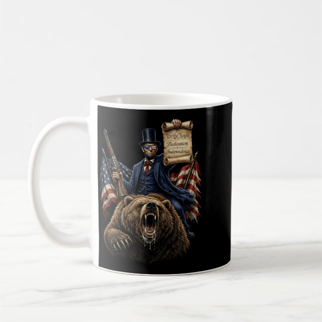 Abe Lincoln Ridande Björn Med Deklaration Rolig Kaffemugg (Vänster)