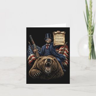 Abe Lincoln Ridande Björn Med Deklaration Rolig Kort