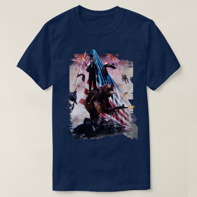 Abe Lincoln Riding Bear T Shirt (Design framsida)