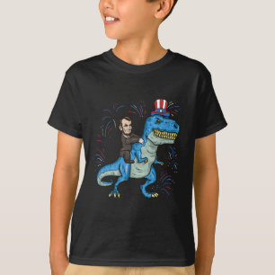 Abe Lincoln Ridning På En Dinosaurie Tröja T-rex 4