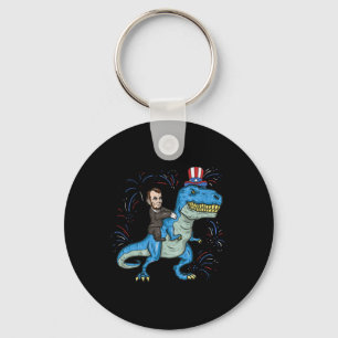 Abe Lincoln Ridning På En Dinosaurie Tröja T-rex 4 Nyckelring