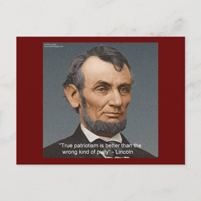 Abe Lincoln "Sann fromhet" Citat Vykort (Framsida)