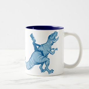 Abe Lincoln som rider en T-Rex kaffemugg