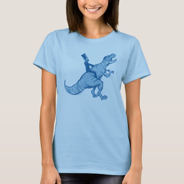 Abe Lincoln som rider en T-Rex kvinna T Shirt (Framsida)