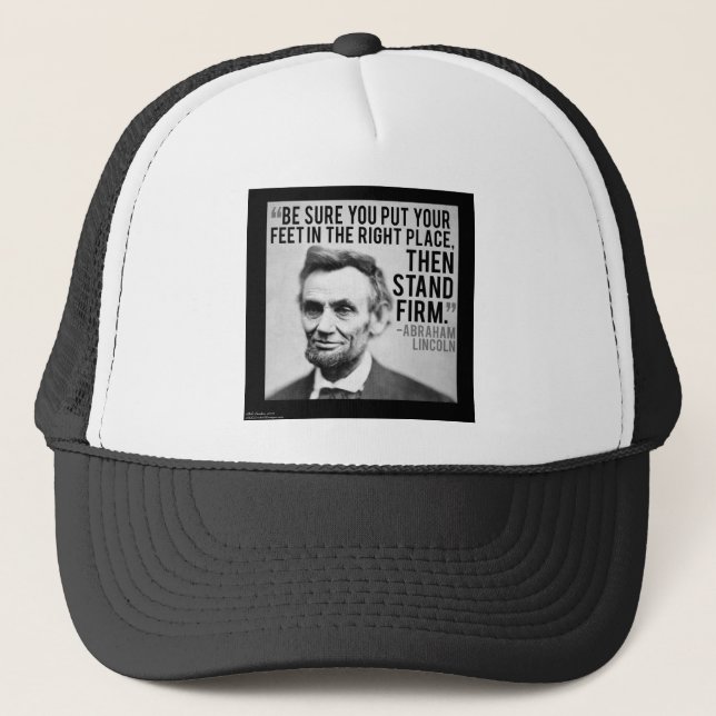 Abe Lincoln & "stand Firm" Citat Truckerkeps (Framsida)