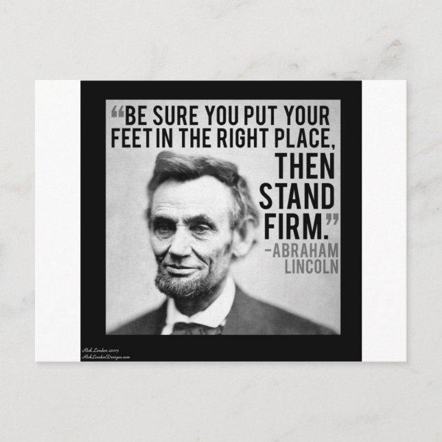Abe Lincoln & "stand Firm" Citat Vykort (Framsida)