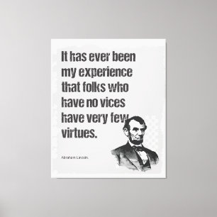 Abe Lincoln Vice & Virtue Quote Art Canvastryck