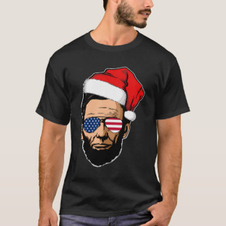 Abe Lincoln with Santa Hat Abraham Lincoln Christm T Shirt