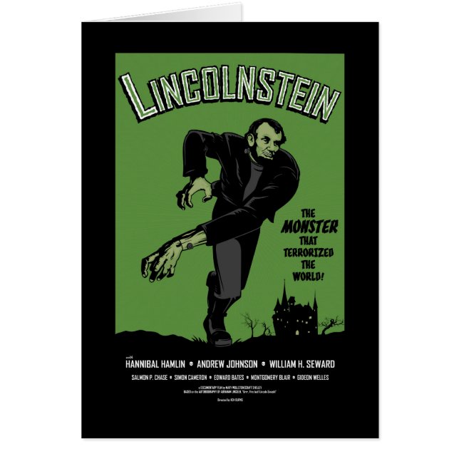 Abe Lincolnstein. Abraham Lincoln Frankenstein Hälsningskort (Framsidan)