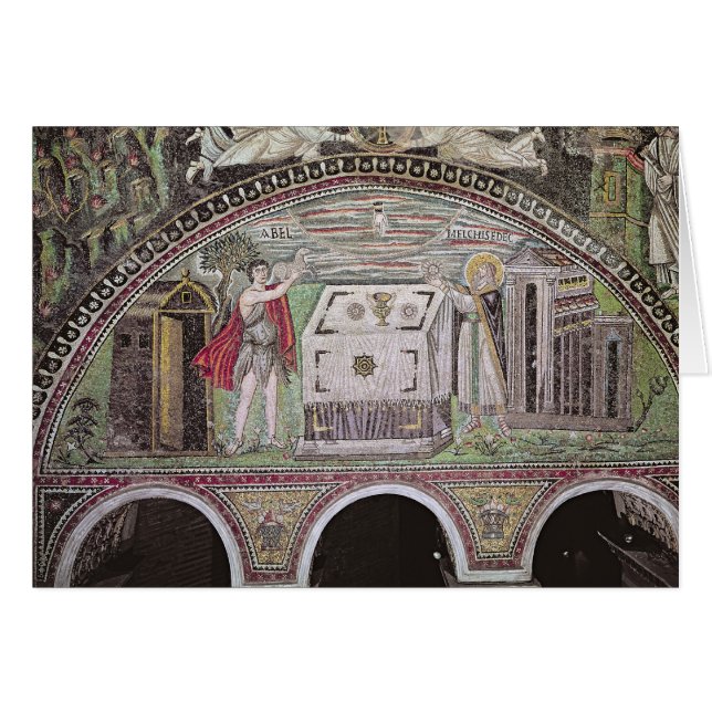 Abel och Melchisedech som erbjuder på altaret Hälsningskort (Framsidan Horizontal)