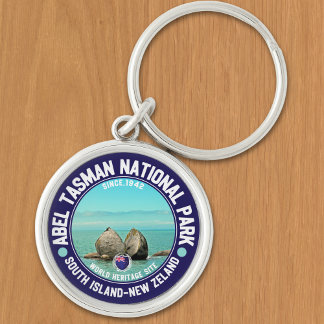 Abel Tasman Conservation Park New Zealand Rund Silverfärgad Nyckelring