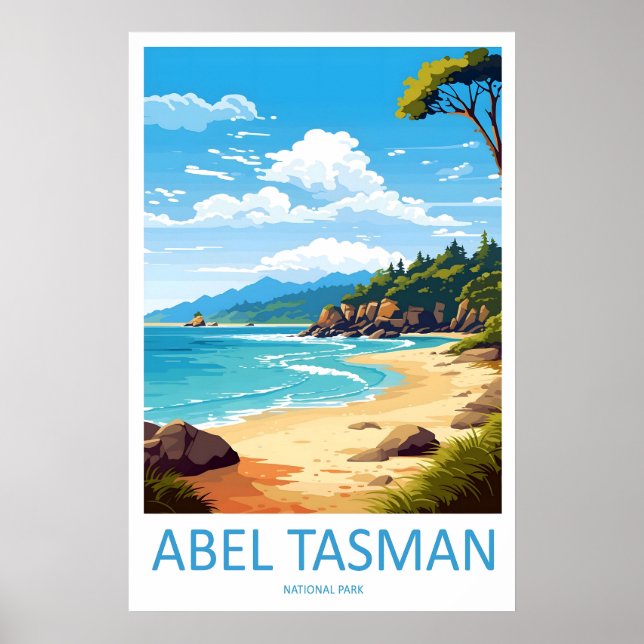 Abel Tasman National Poster Travel Park Skidåkning (Framsidan)