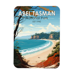 Abel Tasman nationalpark New Zealand Travel Retro Magnet