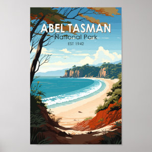 Abel Tasman nationalpark New Zealand Travel Retro Poster