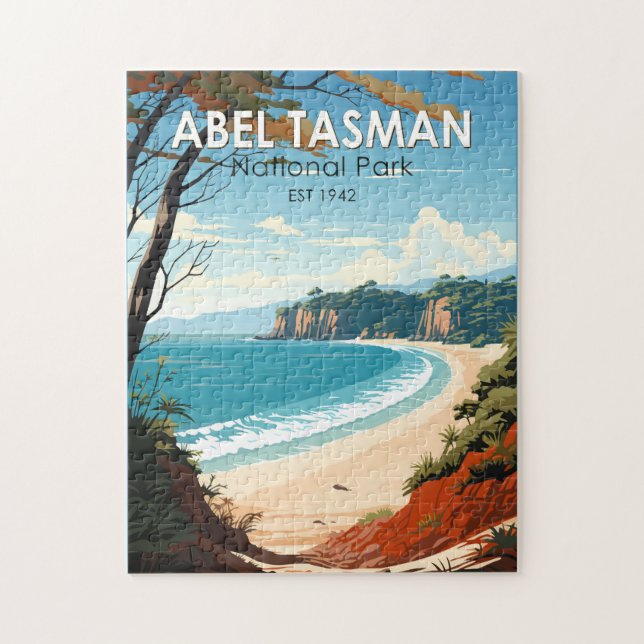Abel Tasman nationalpark New Zealand Travel Retro Pussel (Vertikal)