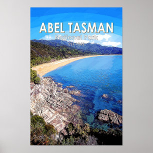 Abel Tasman nationalpark Nya Zeeland Vintage Poster
